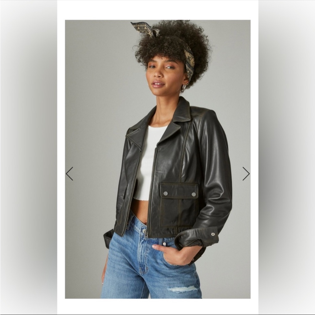 Lucky Brand Distressed Leather Moto Jacket